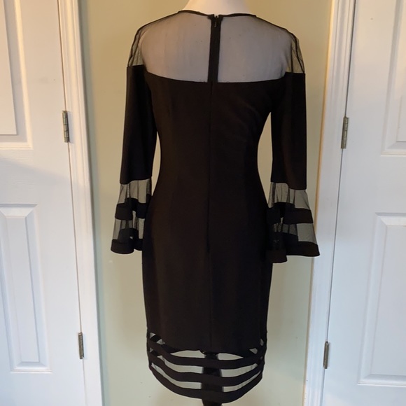 AVERY G ILLUSION BLACK EVENING DRESS - Picture 2 of 9